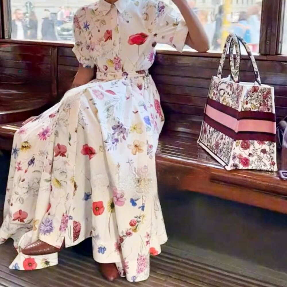 Christian Dior maxi dress 36 US 4 Florilegio 2023 print white floral - Picture 5 of 16